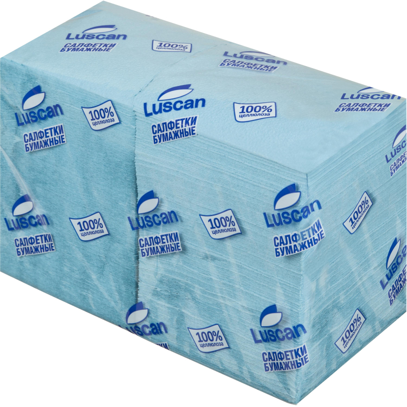 Салфетки бумажные Luscan Profi Pack 1сл24х24 пастель голубые400 шт/уп