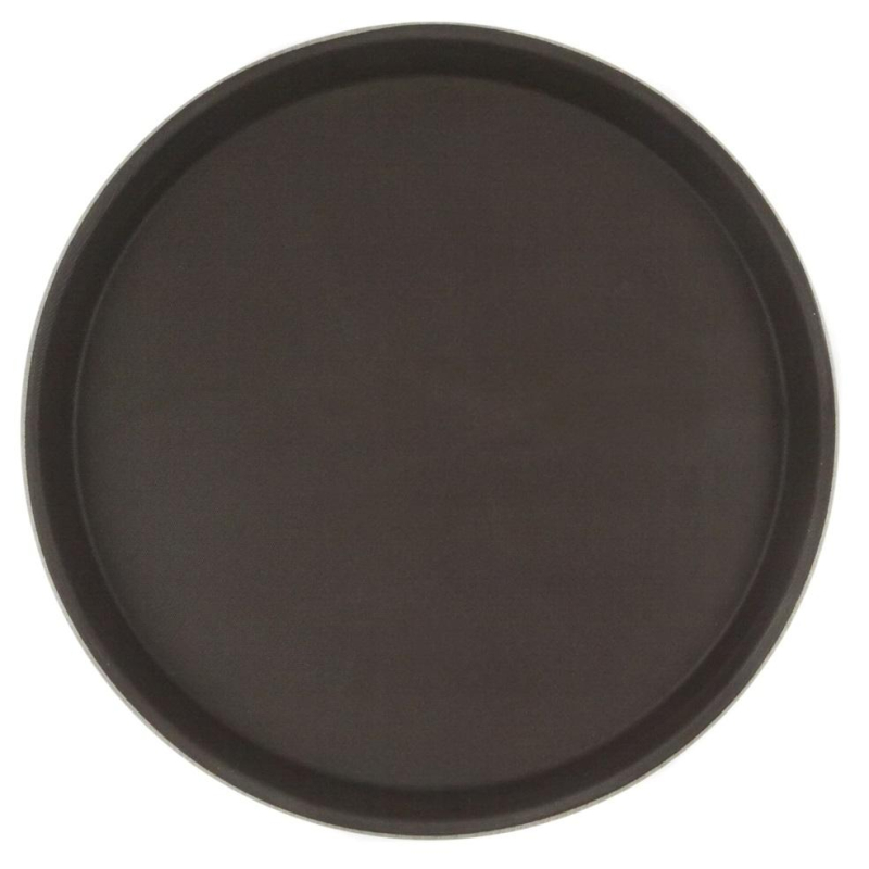 Поднос прорезин.кругл.16'' 40см корич., кт03
