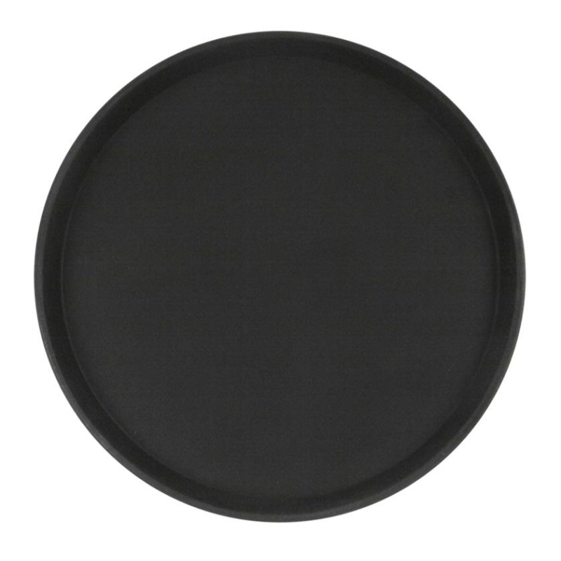 Поднос прорезин.кругл.16'' 40см черный, кт939