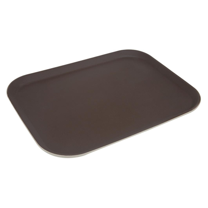 Поднос прорезин.прямоуг.14''х18''(455х355) корич., кт06