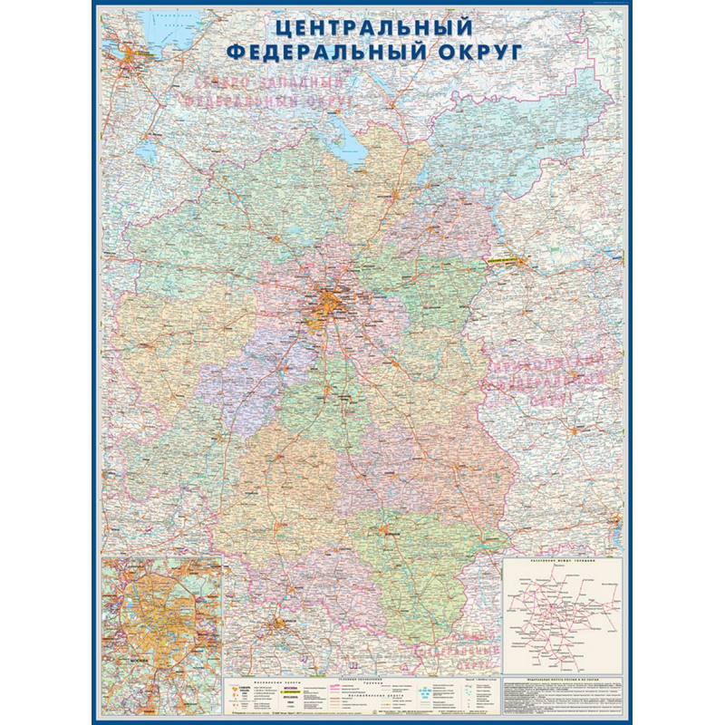 Карта настенная ЦФО (+СПб) 1,58х1,18 м,КН36