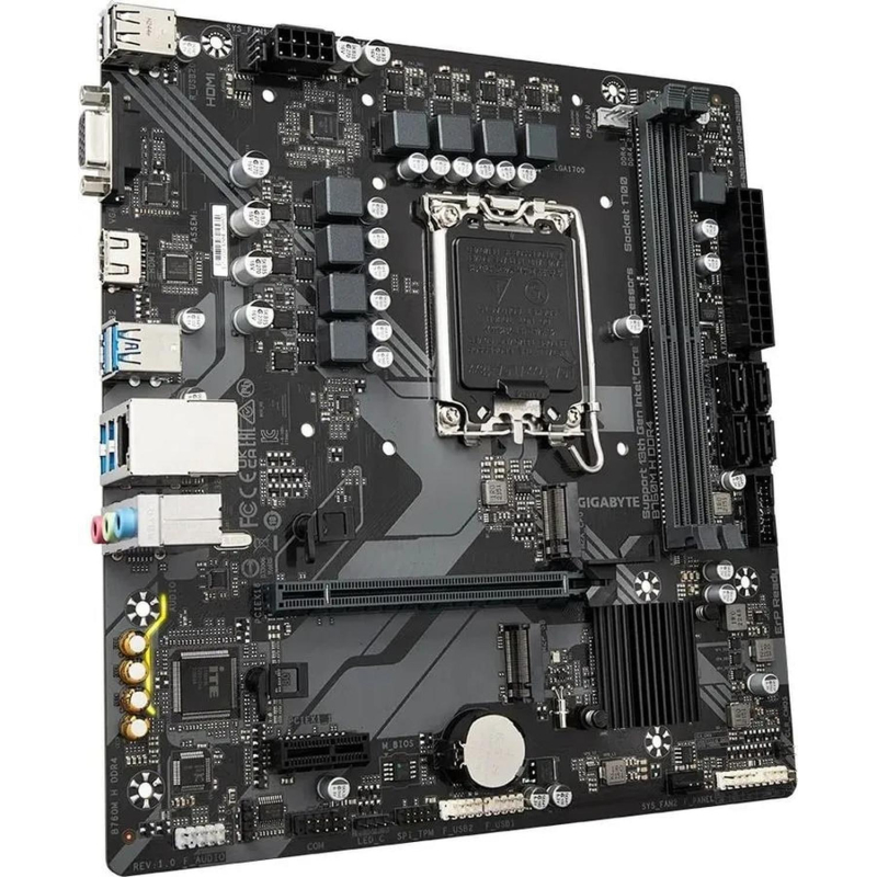 Материнская плата Gigabyte B760M H DDR4, s1700, B760, 2xDDR4-3200, mATX