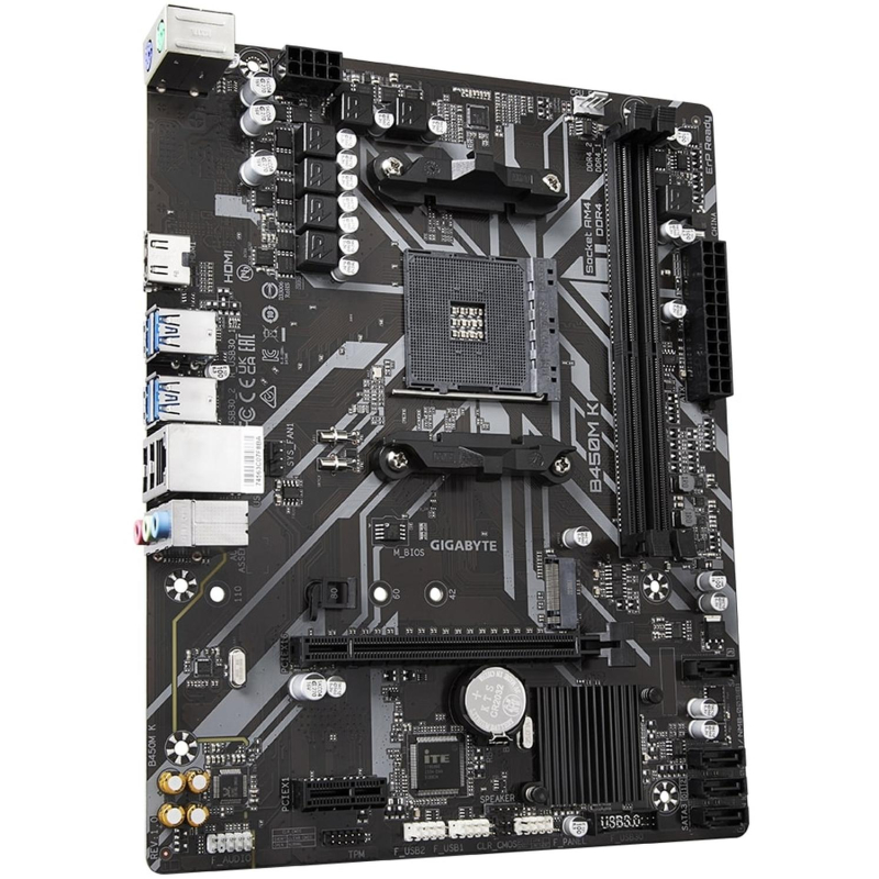 Материнская плата Gigabyte B450M K, Socket AM4, AMD B450, 2xDDR4-2933 mATX