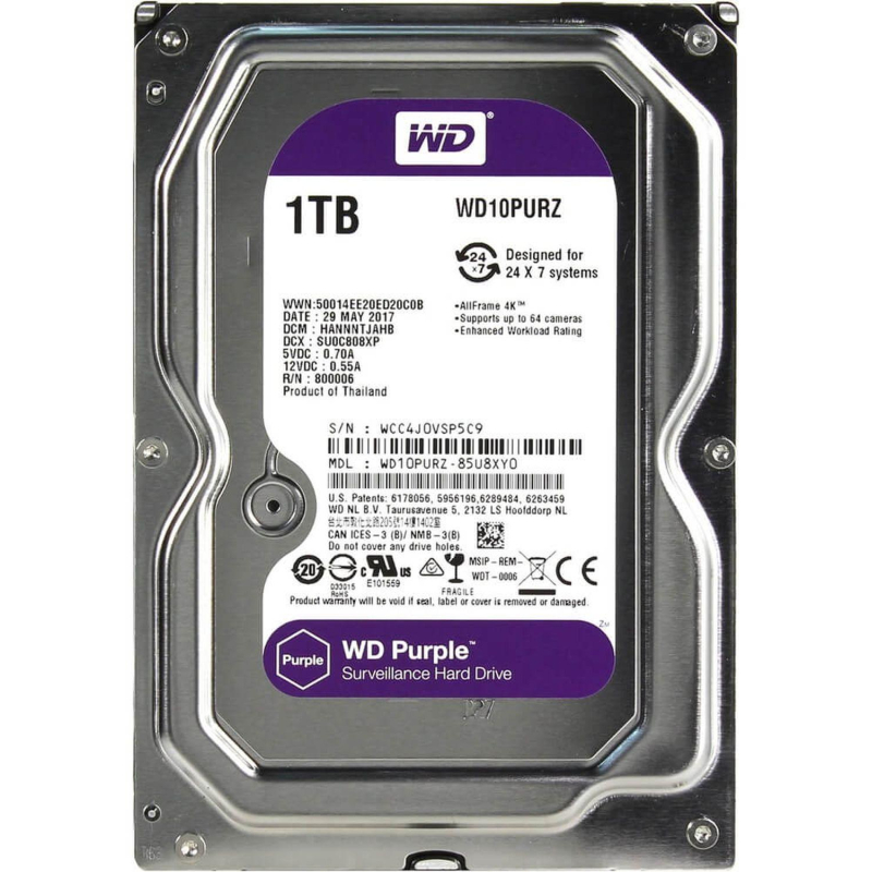 Жесткий диск WD Original Purple SATA-III 1Tb Video (WD10PURZ)