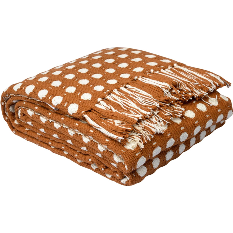Покрывало из хлопка Polka dots карамельного цвета Essential, 230х250 см