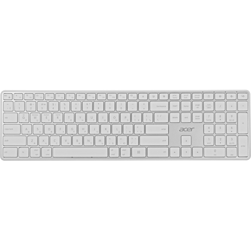 Клавиатура Acer OKR301 бел/серебр беспровод USB  BT/Radio (ZL.KBDEE.015)
