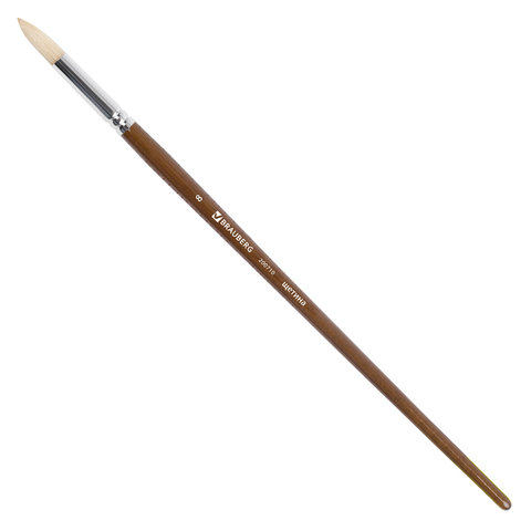 Кисть художественная профессиональная BRAUBERG ART CLASSIC, щетина, круглая, № 8, длинная ручка