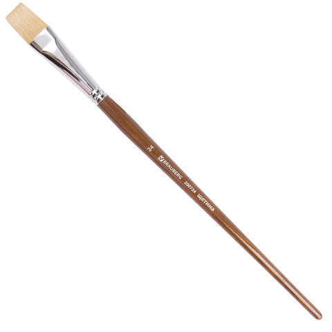 Кисть художественная профессиональная BRAUBERG ART CLASSIC, щетина, плоская, № 24, длинная ручка