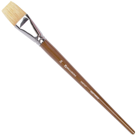 Кисть художественная профессиональная BRAUBERG ART CLASSIC, щетина, плоская, № 36, длинная ручка