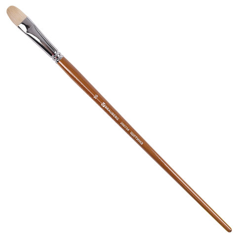 Кисть художественная профессиональная BRAUBERG ART CLASSIC, щетина, овальная, № 16, длинная ручка