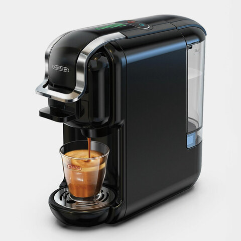 Кофемашина капсульная 5 в 1 NES/DG/чалды/молотый/K-Cup HIBREW H2B, 1450 Вт, объем 0,6 л, черная, 09915