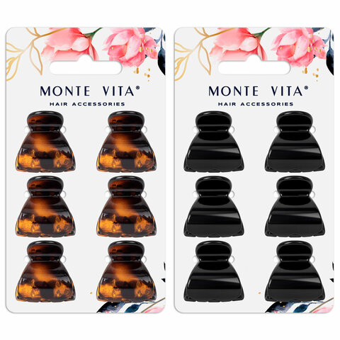 Крабы для волос НАБОР 6 шт, 2,7 см, АССОРТИ, MONTE VITA 457024