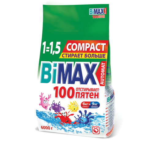 Стиральный порошок-автомат 6 кг, BIMAX "100 пятен" (Нэфис Косметикс)