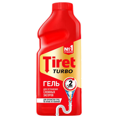 Средство для прочистки канализационных труб 500 мл, TIRET (Тирет) "Turbo", гель