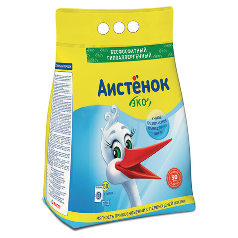 Стиральный порошок для всех типов стирки, 4 кг, АИСТЁНОК "Волшебный вихрь", бесфосфатный
