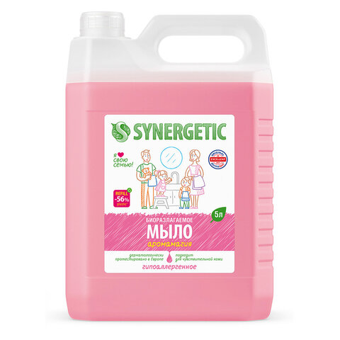 Мыло жидкое 5 л SYNERGETIC, "Аромамагия" гипоаллергенное, биоразлагаемое, ЭКО