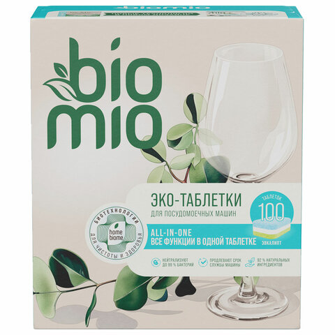 Таблетки для посудомоечной машины 100 шт. BIOMIO "Эвкалипт"