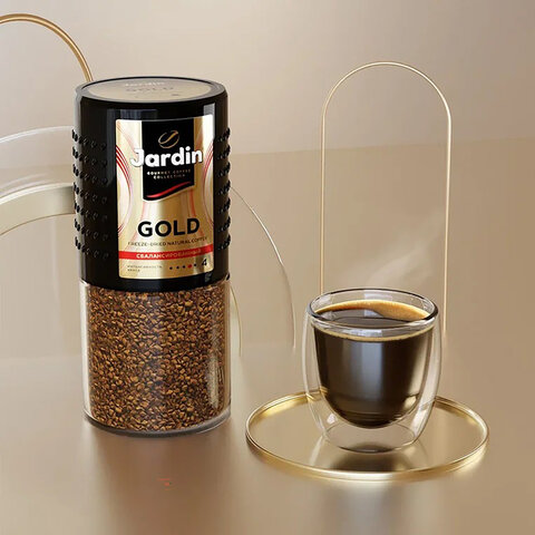 Кофе растворимый JARDIN "Gold" 190 г, стеклянная банка, сублимированный