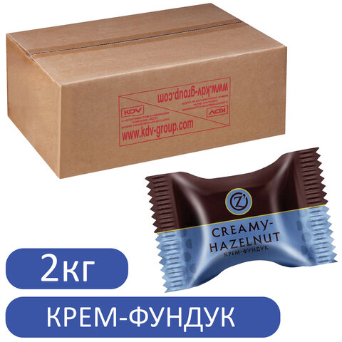 Конфеты вафельные O'ZERA "Creamy-Hazelnut" с молочно-ореховой начинкой в шоколаде, гофрокороб 2 кг