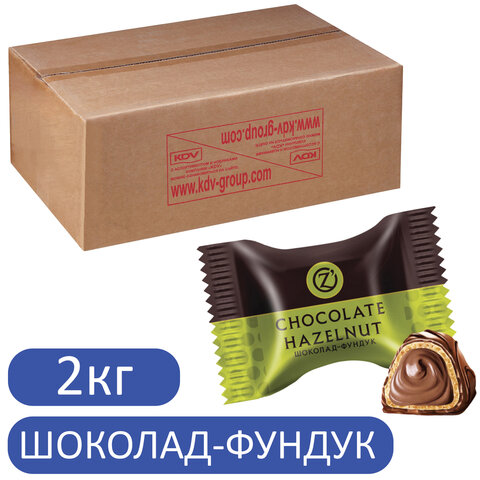Конфеты вафельные O'ZERA "Chocolate Hazelnut" с начинкой из фундучной пасты в шоколаде, гофрокороб 2 кг