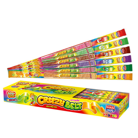 Мармелад в кислой обсыпке "CRAZY GUMMY. CRAZY BELT", ассорти, 15 г, КАНДИ КЛАБ