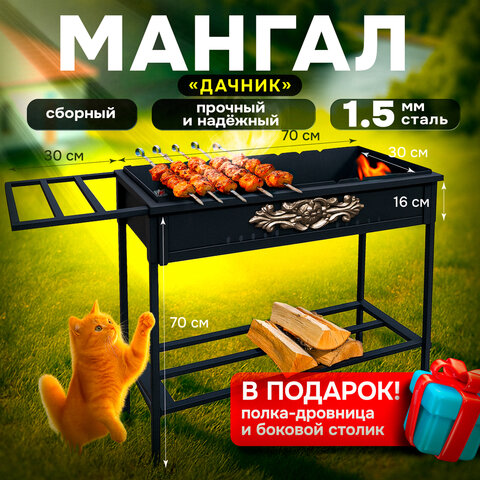Мангал сборный, размер 700х300х700 мм, "ДАЧНИК", сталь 1,5 мм, термостойкий