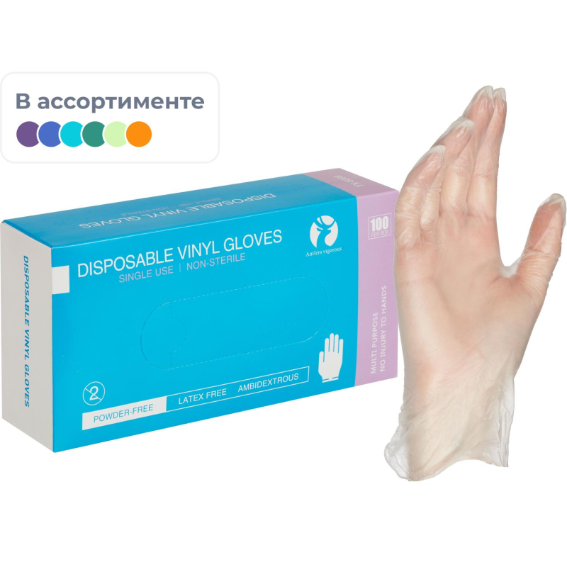 Перчатки одноразовые виниловые неопудр. прозрачные р.L 100шт/уп,ПС