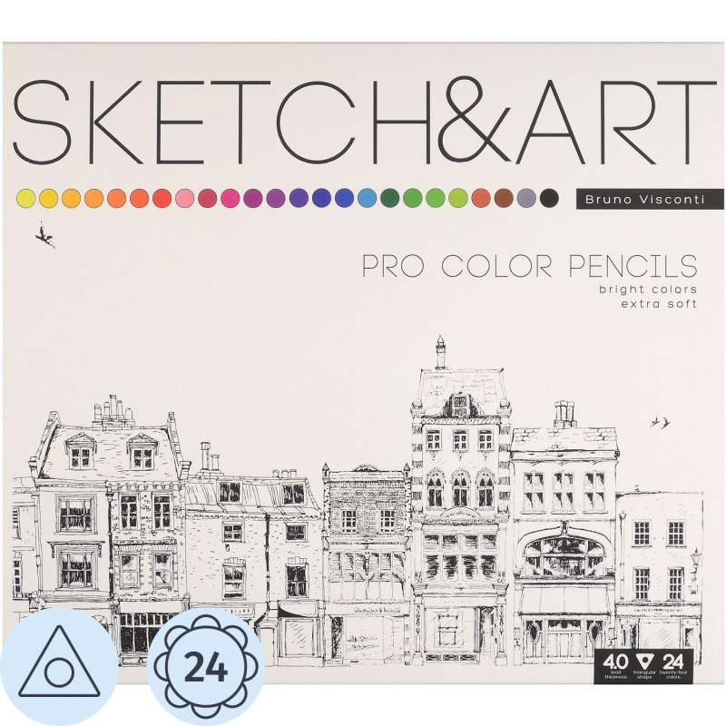 Карандаши цветные для скетч SKETCH&ART 24 цв в мет коробке 30-0042