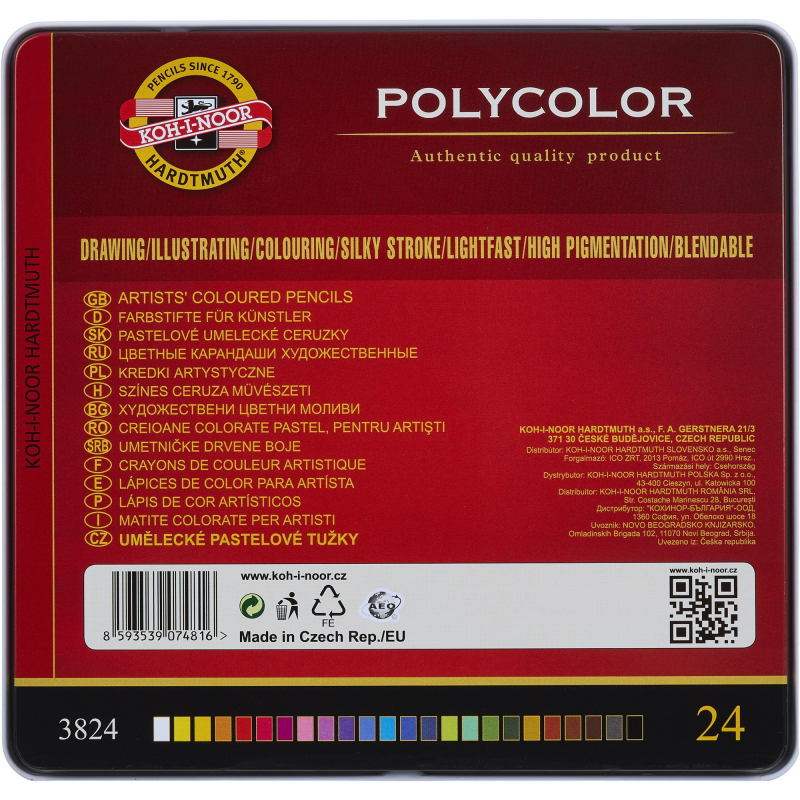 Карандаши цветные художеств. KOH-I-NOOR POLYCOLOR 24 цв/наб 3824024002PL