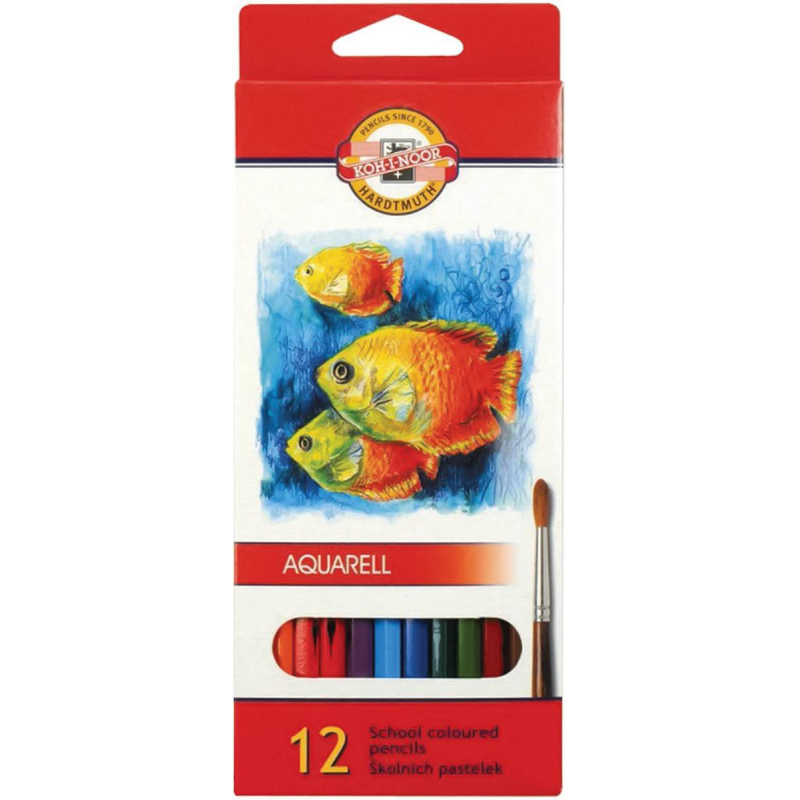 Карандаши акварельные цветные KOH-I-NOOR FISH 12цв/наб,  3716012004KSRU