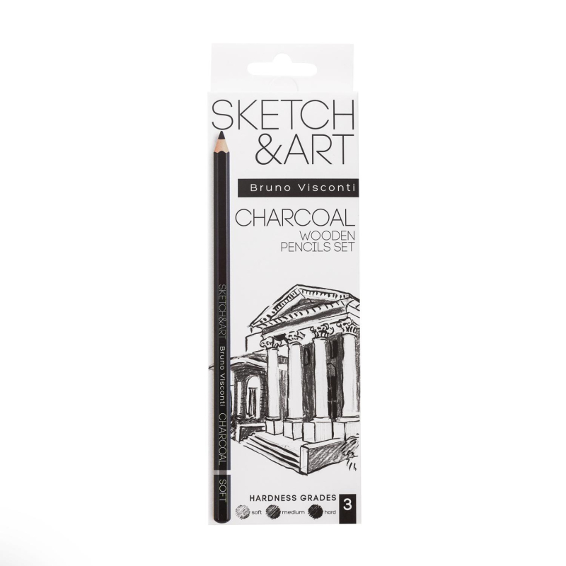 Уголь для рисования (набор) SKETCH&ART мягкий, средний, твердый 6шт 25-002