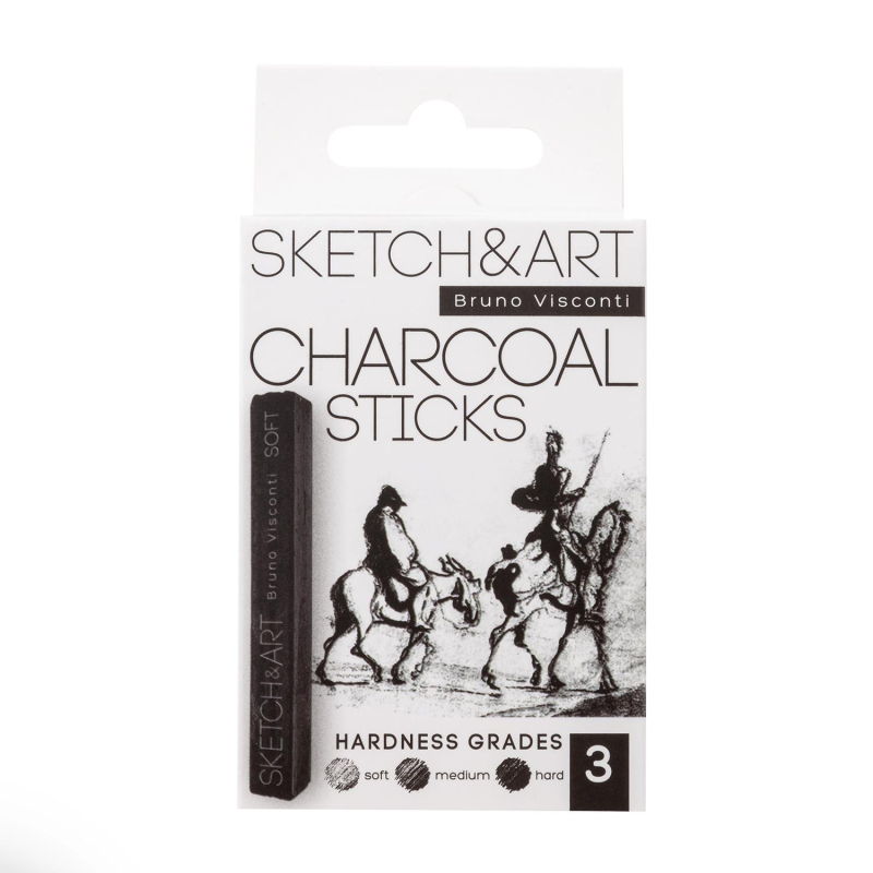 Уголь для рисования пресс SKETCH&ART черн мягк,средн,твердый 3шт/наб 25-001